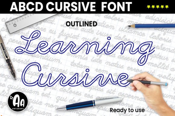 Abcd Cursive Outlined for Web Design Projects